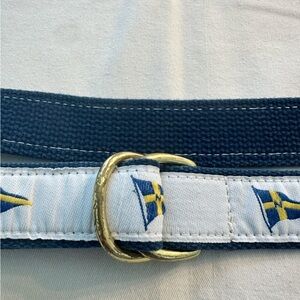 Leather Man Men’s Belt Embroidered Fabric Sailboat Size Large